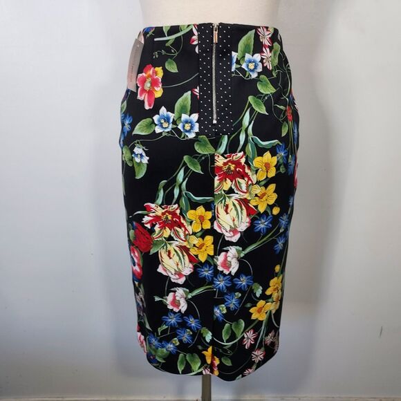 7th Avenue New York Co Women's Skirt Black Floral Size 12 Stretch Straight NWT - Picture 6 of 12